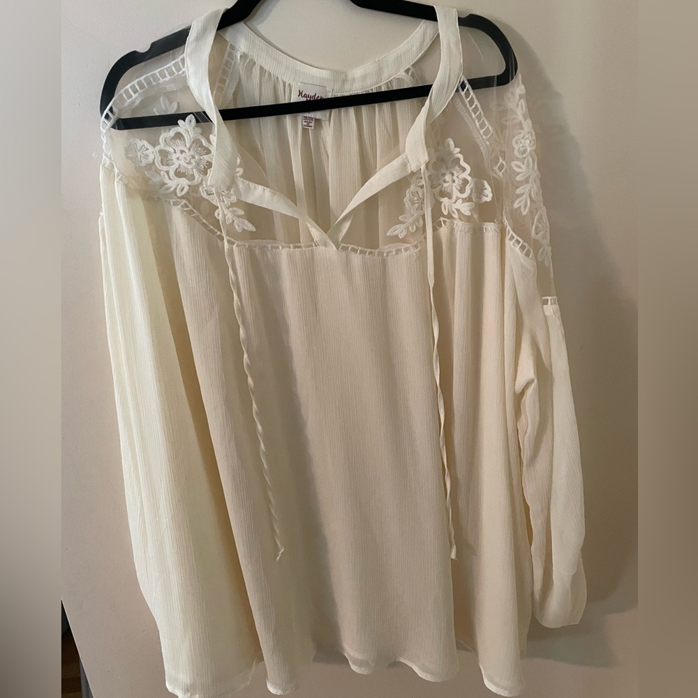 Cream Blouse with floral overlay